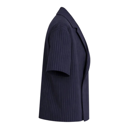 Tezly Premium Navy Pinstripe Blazer Style Shirt (Size M) – Luxury Smart Casual