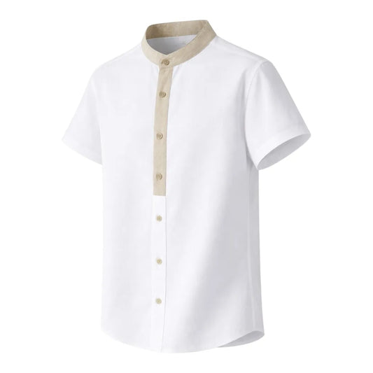 Tezly Modern White Shirt with Contrast Panel – Size M | Smart Casual
