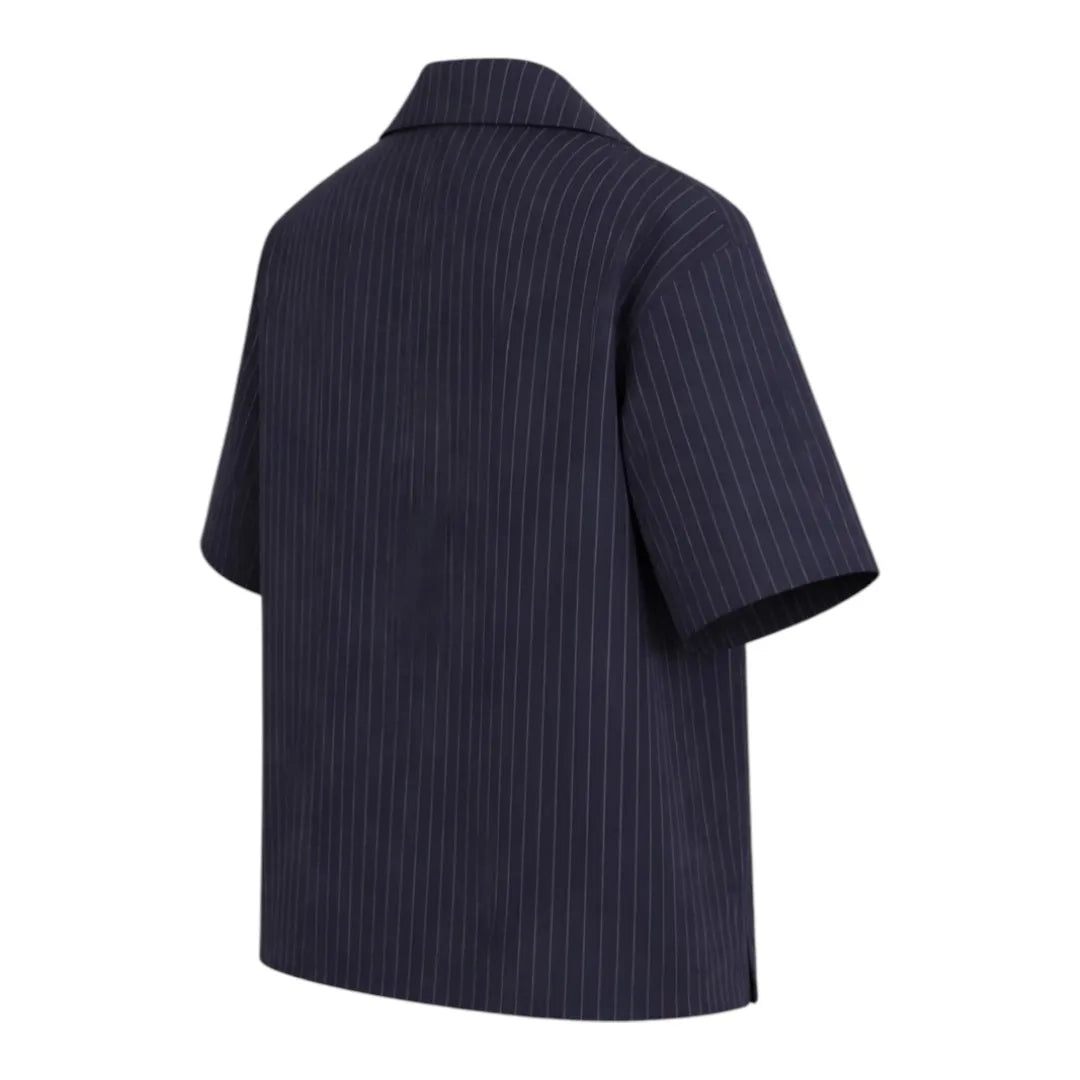 Tezly Premium Navy Pinstripe Blazer Style Shirt (Size M) – Luxury Smart Casual