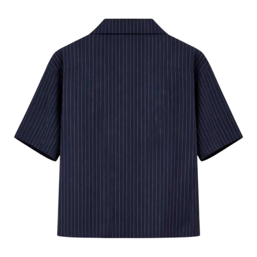 Tezly Premium Navy Pinstripe Blazer Style Shirt (Size M) – Luxury Smart Casual