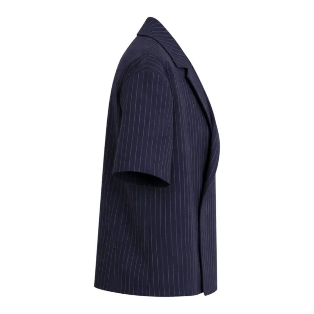 Tezly Premium Navy Pinstripe Blazer Style Shirt (Size M) – Luxury Smart Casual