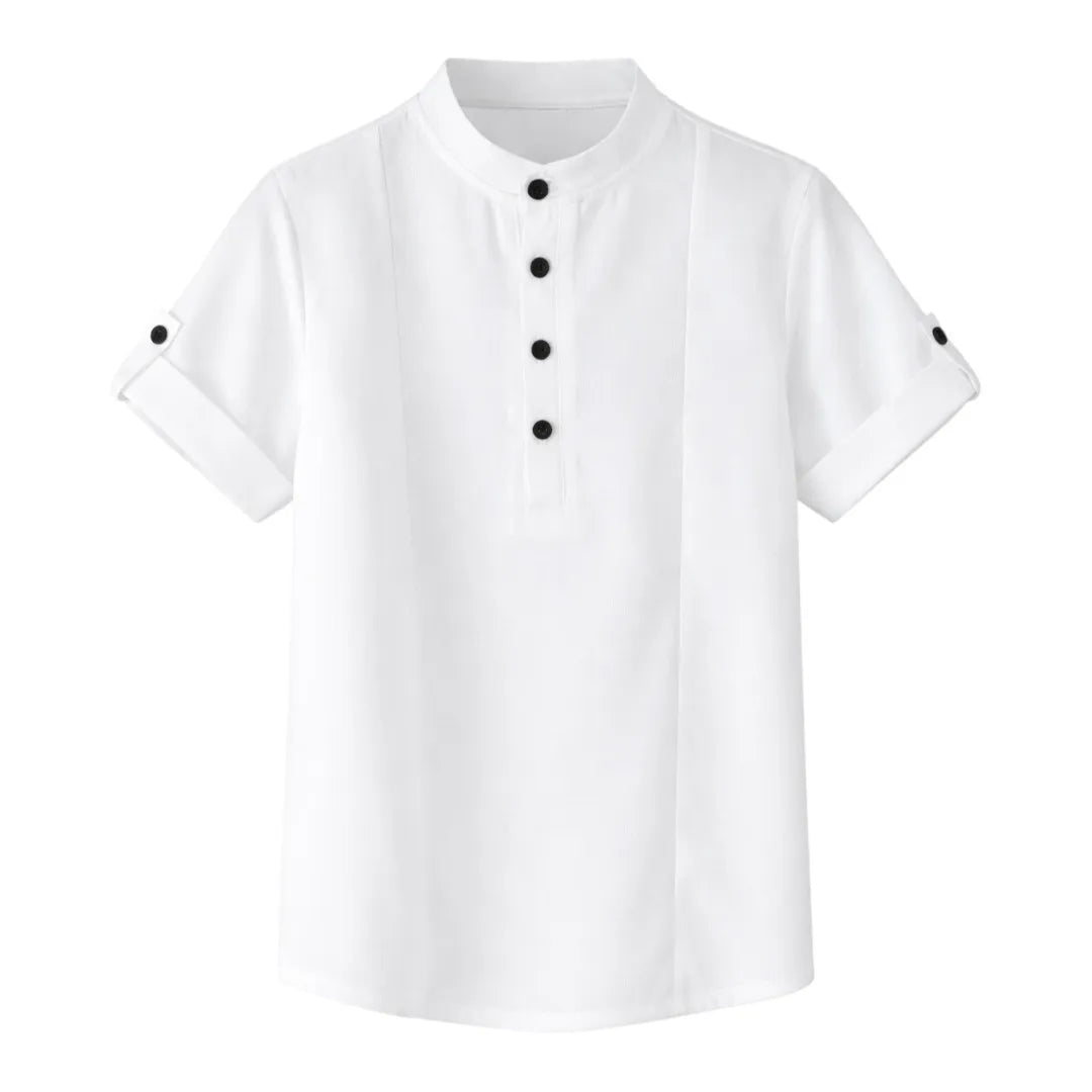 Tezly Classic White Button Detail Shirt (Size M) – Minimal & Modern Style