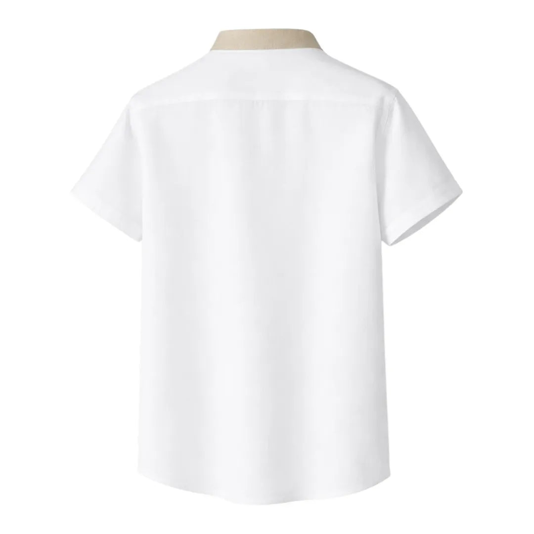 Tezly Modern White Shirt with Contrast Panel – Size M | Smart Casual