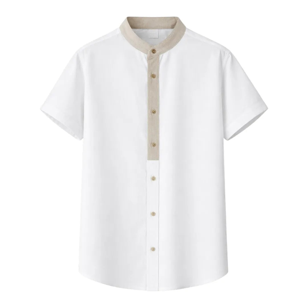 Tezly Modern White Shirt with Contrast Panel – Size M | Smart Casual