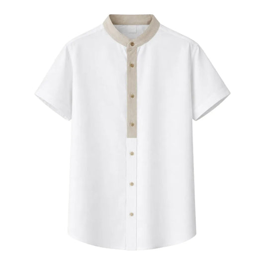 Tezly Modern White Shirt with Contrast Panel – Size M | Smart Casual