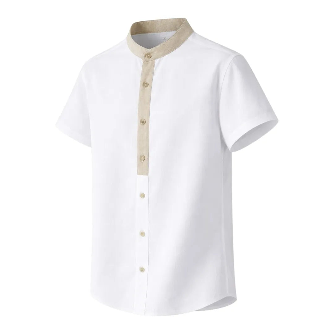 Tezly Modern White Shirt with Contrast Panel – Size M | Smart Casual