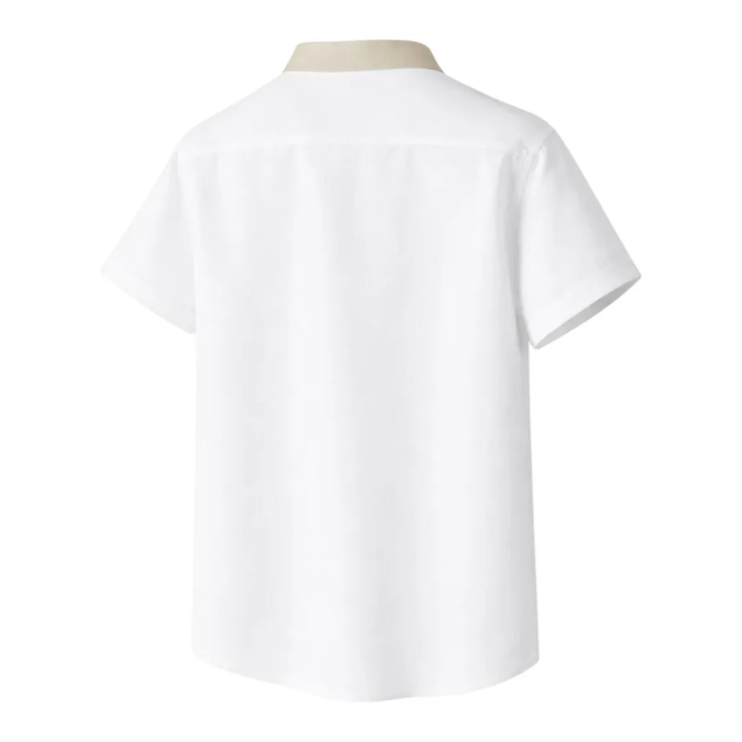 Tezly Modern White Shirt with Contrast Panel – Size M | Smart Casual