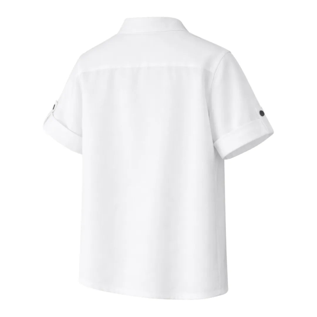 Tezly Classic White Button Detail Shirt (Size M) – Minimal & Modern Style